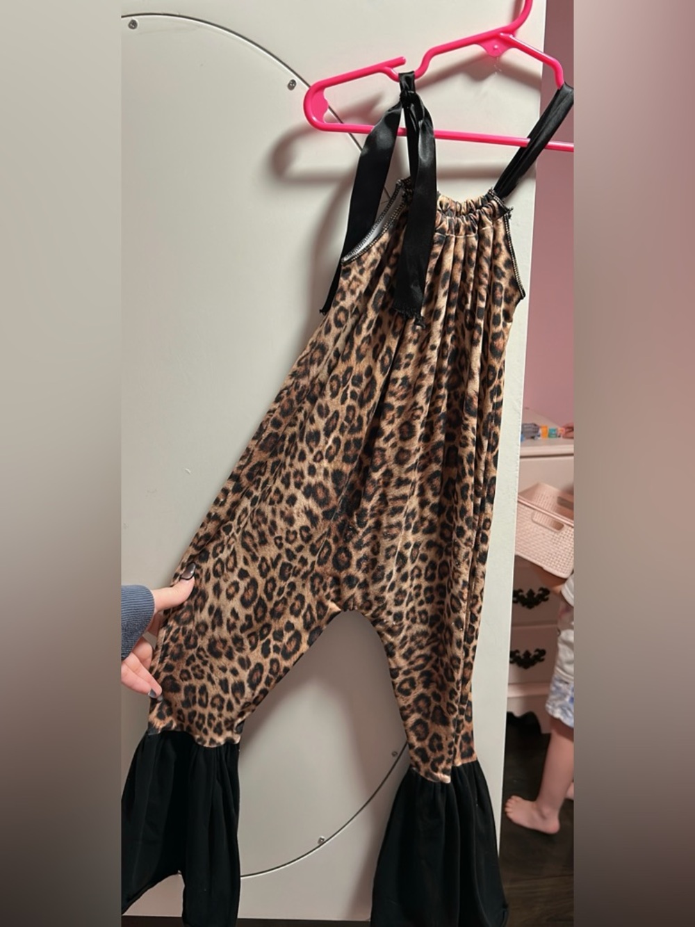 Leopard Print Jumper with Black Strap Detail